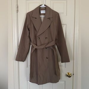 Amazon Essentials Brown Double-Breasted Trench Coat